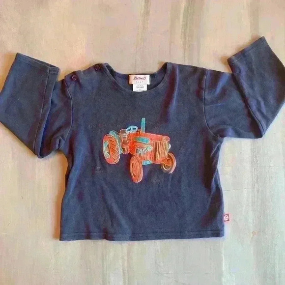 Zutano Baby Navy Long Sleeve Tee Vintage Tractor size 18-24 months - Picture 3 of 9